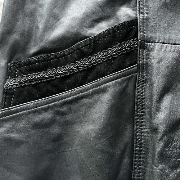 š„Vintage 80s Winlit Baroque Paisley Leather Long Duster Coat Gothic Steampunk M - Picture 12 of 16